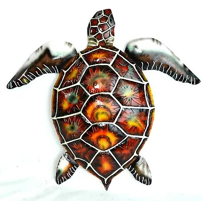 LG OCEAN SEA TURTLE WALL ART METAL PLAQUE NAUTICAL TROPICAL  Loggerhead COASTAL • $24.94