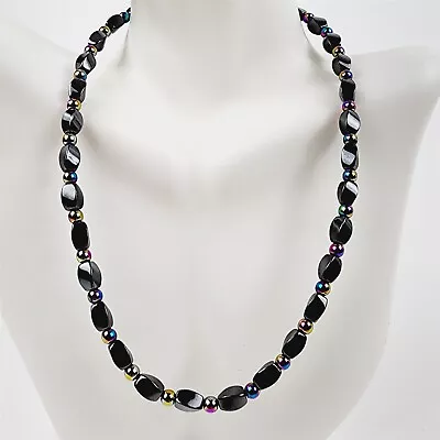 Black & Rainbow Short Twist Magnetic Beaded Necklace Therapeutic Handmade • $28