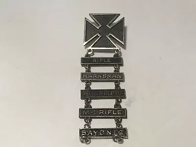 US Army Ladder Badge Medal Pin 5 Qualification Bars Rifle Bayonet M-1 Rifle • $19.95