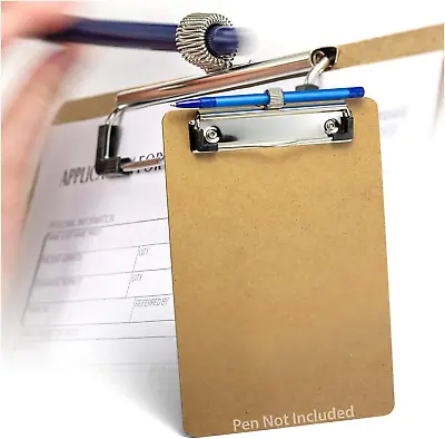 Wood Clipboard Memo Size Low Profile Clip With Pen Holder (83113) • $5.95
