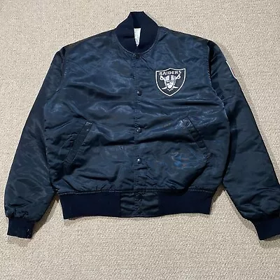 VINTAGE Oakland Raiders Starter Jacket Mens Medium Pro Line NFL Football Bomber • £79.99