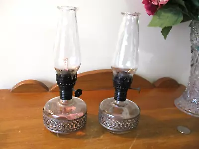 VINTAGE 2 MINIATURE FILIGREE W.B. CO. KEROSENE LAMPS Hong Kong • $9.99