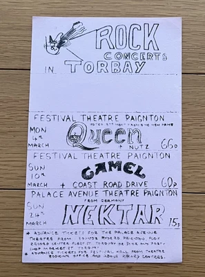 $672.51 • Buy Queen Torbay Original Concert Flyer 1974