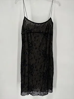 Vintage Y2K 90’s Express Slip Dress Women's 9/10 Black Lace Spaghetti Strap • $29.90