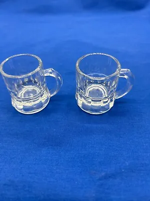 Vintage Federal Glass Co Tiny Small Mini Beer Mug Shot Glasses  Set Of 2 1 3/4  • $3