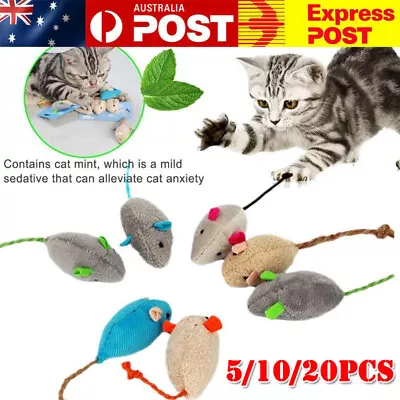 20x Mice Cat Toys Interactive Cat Squeaky Toys Kitten Mouse Pet Cats Teasing Toy • $11.79