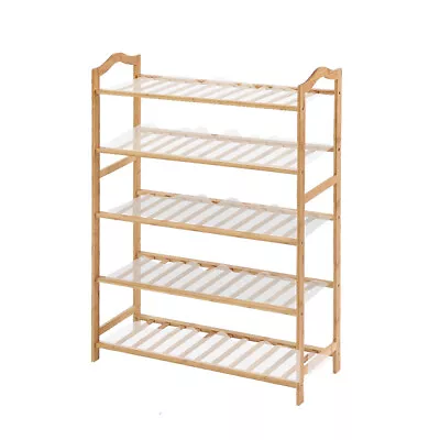$40.99 • Buy Levede Bamboo Shoe Rack Storage Wooden Organizer Shelf Stand 5 Tiers Layers 70cm