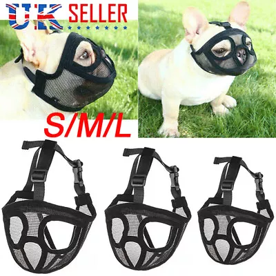 Dog Muzzle For French Bulldog Short Nosed Breed Dogs Mesh Anti Biting Mask @ • £2.99