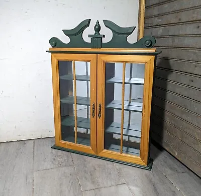 Vintage Curio Cabinet Knick Knack Shadow Box Display Shelf - Glass Doors Mirror • $117