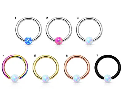 Opal Ball Captive Bead Ring / Ball Closure Ring BCR CBR Surgical Steel • £3.65