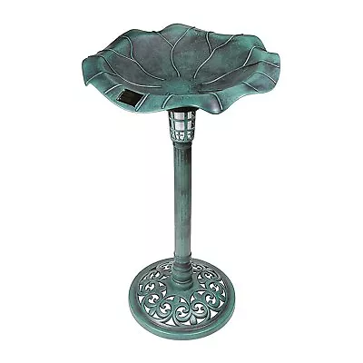 £24.99 • Buy GardenKraft Outdoor Garden Resin Bowl & Stand Bird Bath With Solar Light - Green
