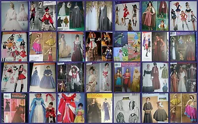 CHOOSE 1 Miss Costume PATTERN Sz 6-12 14-24 RenFair Pirate Dance Medieval Fairy  • $9