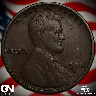 1918 S Lincoln Cent Wheat Penny X6369 • $5