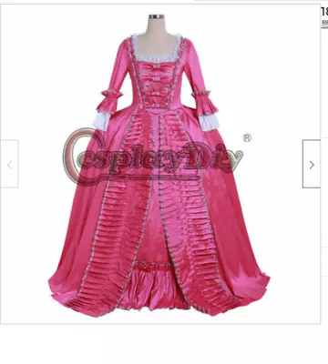 18th Century Marie Antoinette Colonial Rococo Ball Gown Sack Back Dress Costume • £116.96