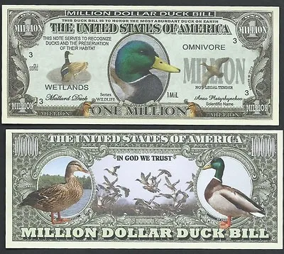 MILLION DOLLAR MALLARD DUCK BILL - Lot Of 10 BILLS • $5.49