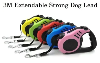 £6.99 • Buy Dog Lead Durable Retractable Extendable Leash Pet Walking Strong Running Lead 3M