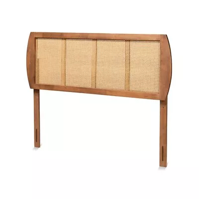 Baxton Studio Harris Walnut Finished Wood And Rattan King Size Headboard • $215.14