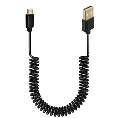 Micro 5 Pin B Male To USB 2.0 A Male Data Charging Coiled Cable • £5.95