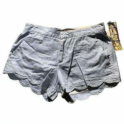 Freestyle Revolution Shorts Womens 11 Blue Chambray Cotton Scallop Beach Tap • $13.89
