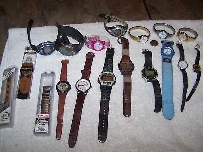 18PC Timex Lot-3 Bands 15 Watches IND Ironman Expedition 9 Mens 6 Womans-1 WORKS • $15.50