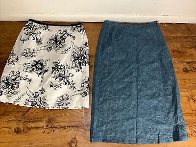 Lot Of 2 Eddie Bauer Women’s Size 6P Skirt Button Long Blue White Floral 28” • $17.99