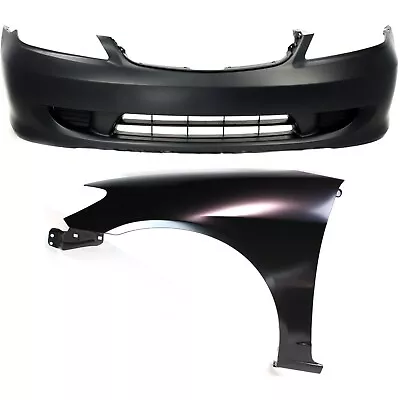 Bumper Cover Kit For 2004-2005 Honda Civic Front Bumper Cover And Fender 2pc • $192.81