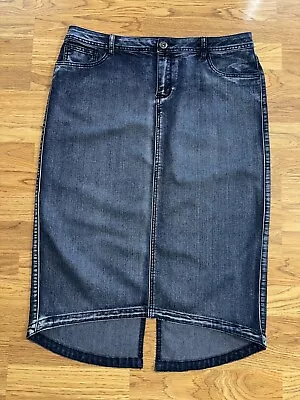 Baccini Asymmetrical Long Denim Skirt With Slit Women’s Size 14 Medium Blue • $24.99