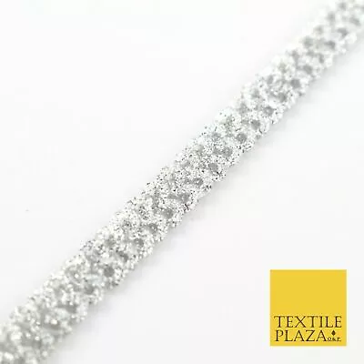 £2.50 • Buy Silver Glitter Double Sequin Slim Trimming Border Ribbon Indian Ethnic Trim X289