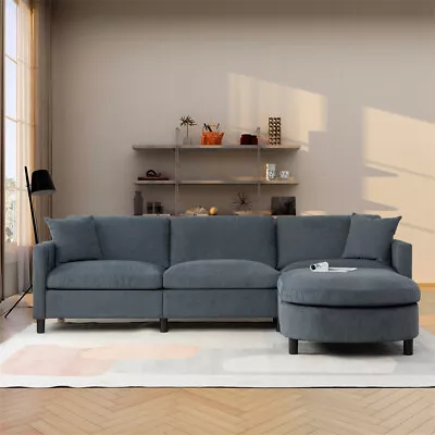 108  Modern Comfy Chenille L-Shaped Modular Sectional Sofa 4 Seat Couch Set • $519.99