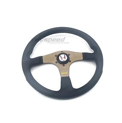 MOMO Tuner Silver Steering Wheel Leather 350mm With HONDA Horn Button • $229.95