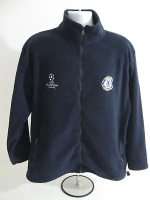 Chelsea Fc Uefa Champions League Official Blue Full Zip Fleece Mens Xl • £25.99