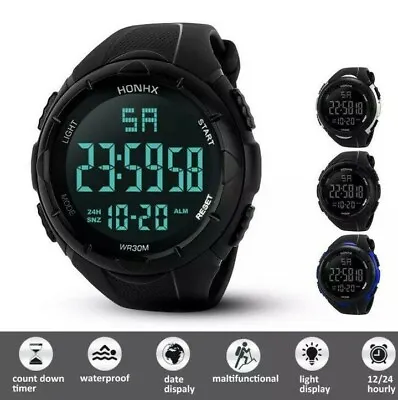 £14.99 • Buy Mens Military Sports LED Large Face Digital Watch Screen Large Face Waterproof