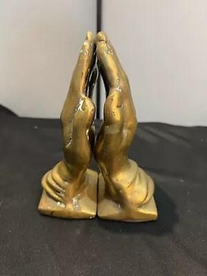 Praying Hands Solid Brass Bookends 7 Inches Heavy Mid Century Pair China. Nice. • $30