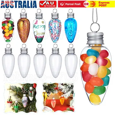 Christmas Ball Plastic Baubles Clear Fillable Light Bulb Xmas Tree Decoration AU • $20.89