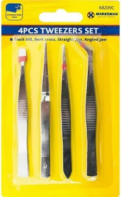 New 4 X Pieces Hobby Tweezer Set Long Durable Stainless Steel • £3.99