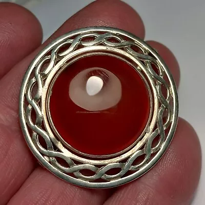 Malcolm Gray Ortak Sterling Silver Scottish Carnelian  Brooch Edinburgh 1992 • £4.90