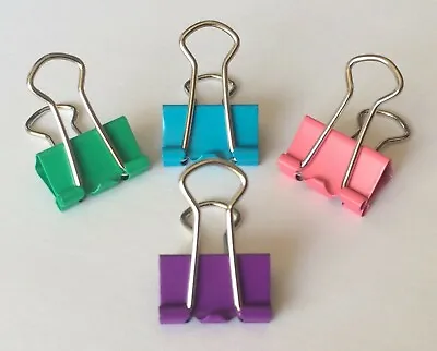 £1.99 • Buy 5 X Mini Colour Metal Bulldog Clips/Foldback Binder Grips ~ Paper/Filing/Hanging