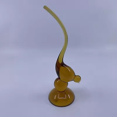 Viking Long Tail Bird Glass Figurine Amber 8 7/8” • $75