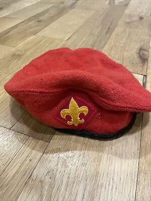 OFFICIAL Vintage 1970s BSA BOY SCOUTS OF AMERICA RED 100% Wool Beret Size  6 5/8 • $10.80