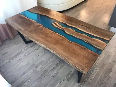 Coffee Dinning Table Epoxy Resin Table Top Live Edge Walnut Custom Order • $526.83