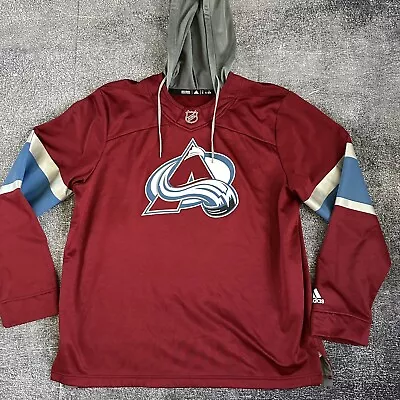 Men's Adidas NHL Colorado Avalanche Maroon Gray Hoodie Pullover Sweatshirt Sz XL • $32