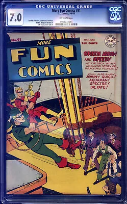 More Fun Comics #91 CGC 7.0 Baily Young Green Arrow Aquaman Dr. Fate Speedy • $1050