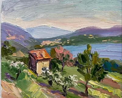 Como Lake Painting Italy Original Oil Painting Small Landscape Painting 4 X 5 • £26.60