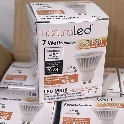 10 Pack NaturaLED LED MR16 120V Lightbulb 45L/GU10/FL/50K Spot Lamp Bulb #5821 • $29.99