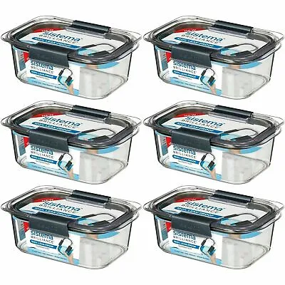 6 X Sistema Brilliance 920ml Food Container 100% Leak Proof - Microwave Safe/Lid • £36.96