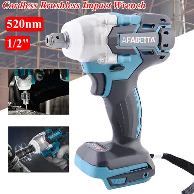 18V 520nm 1/2  Electric Cordless Impact Wrench Brushless Driver Torque Tool UK • £14.59