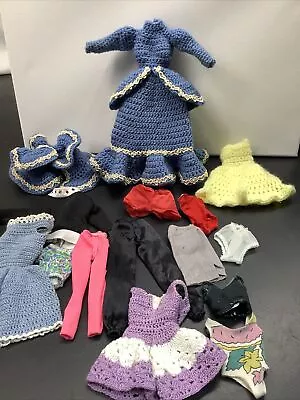 Vintage Barbie Clothing Handmade Crocheted   Lot Of Dresses Skirts Plus • $12