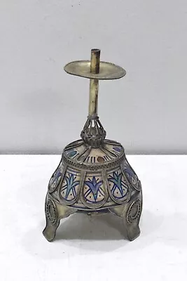 Moroccan Ceramic Metal  Bleu De Fez Antique Candlestick • $75