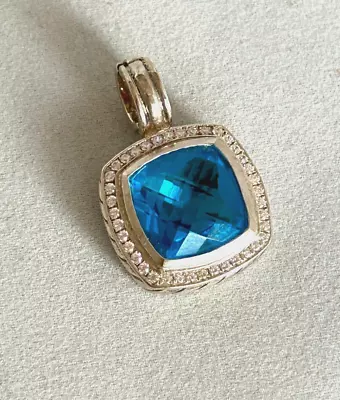 David Yurman Albion 14 Mm Sterling Silver Hampton Blue Topaz & Diamond Pendant • $420