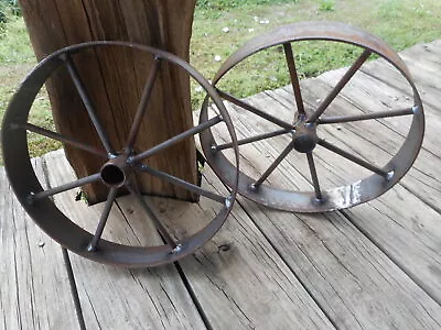 2) 16  Steel Ornamental Iron Wagon Wheel Western Rustic Art Metal Barbecue Pit  • $60